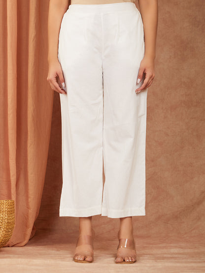 White Cotton Hand Embroidery Co-ord Set
