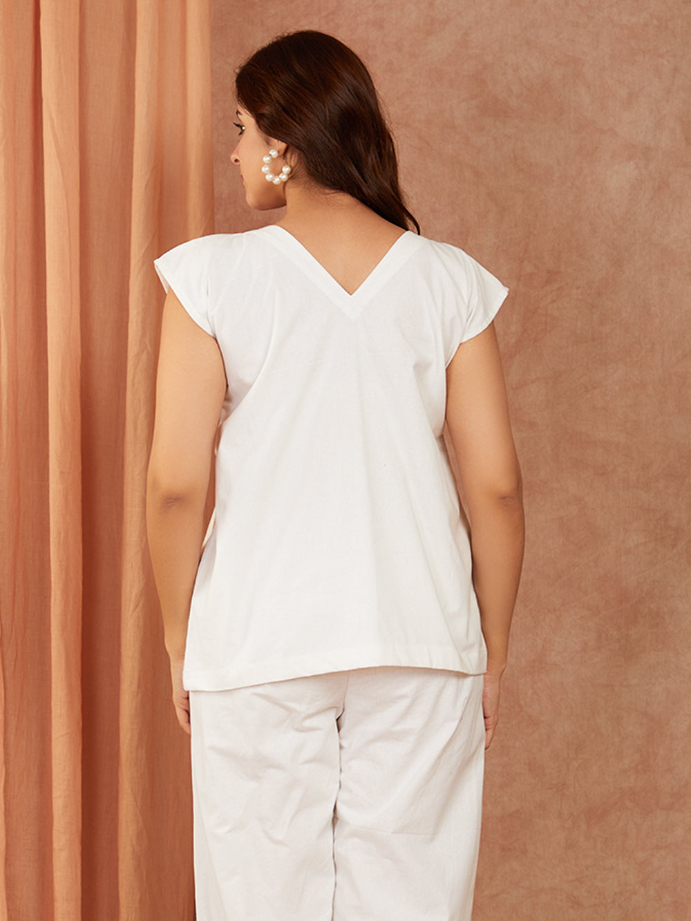 White Cotton Hand Embroidery Co-ord Set