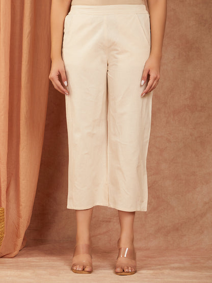Off White Cotton Hand Embroidery Co-ord Set