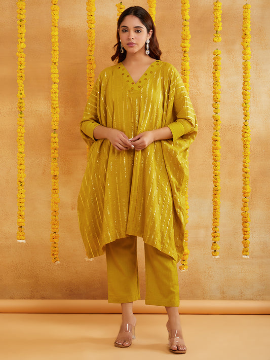 Mehedi Color Lurex Kurta Set