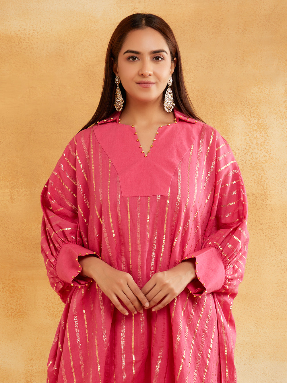 Pink Lurex Kurta Pant Set