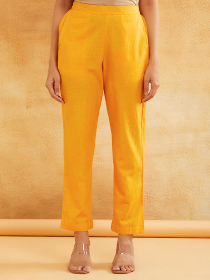 Mustard Lurex Kurta Pant Set