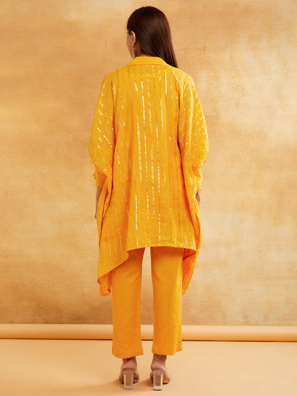 Mustard Lurex Kurta Pant Set