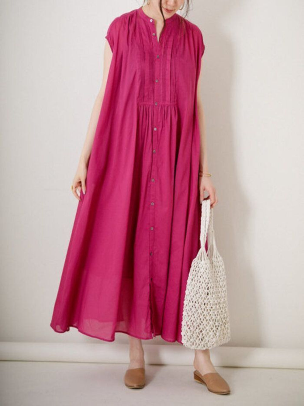 PINTUCK MEGENTA COLOR DRESS