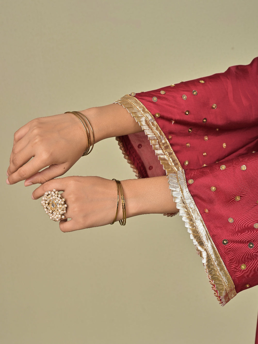 Maroon  Muslin Silk Kurta set