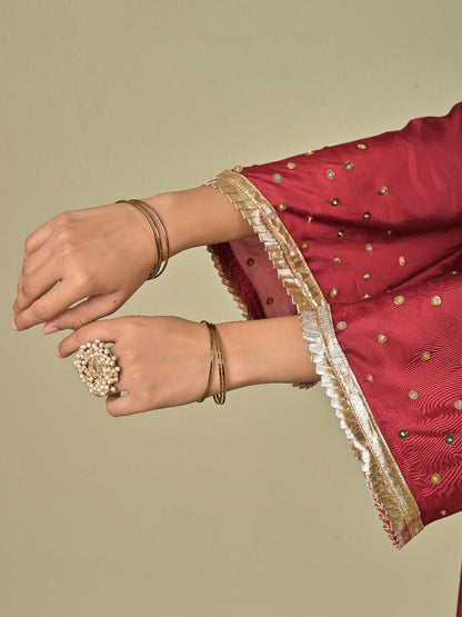 Maroon  Muslin Silk Kurta set