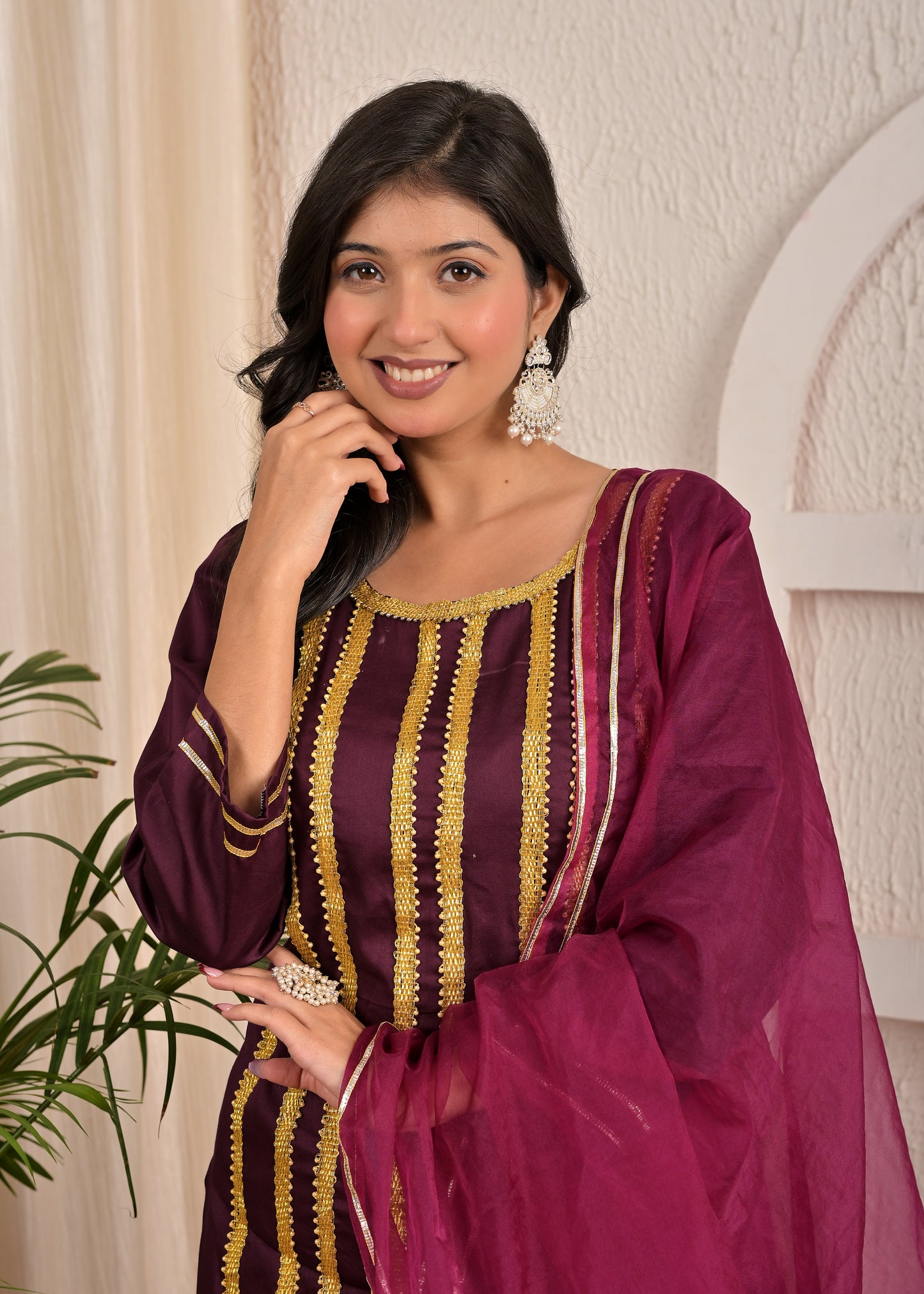 Lace Purple sharara set with organza dupatta