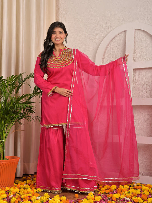 Meganta Lace sharara set with organza dupatta