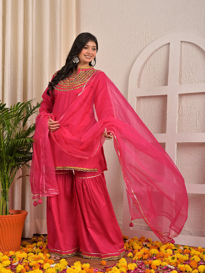 Meganta Lace sharara set with organza dupatta