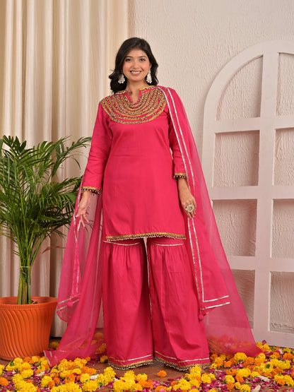 Meganta Lace sharara set with organza dupatta