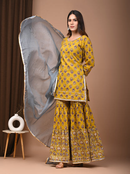 Hand Block Printed Pure Cotton Sharara set