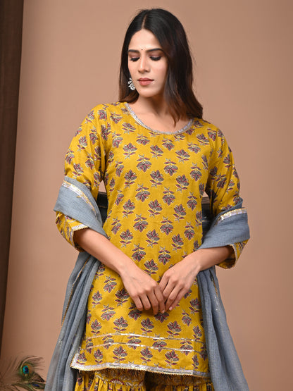 Hand Block Printed Pure Cotton Sharara set
