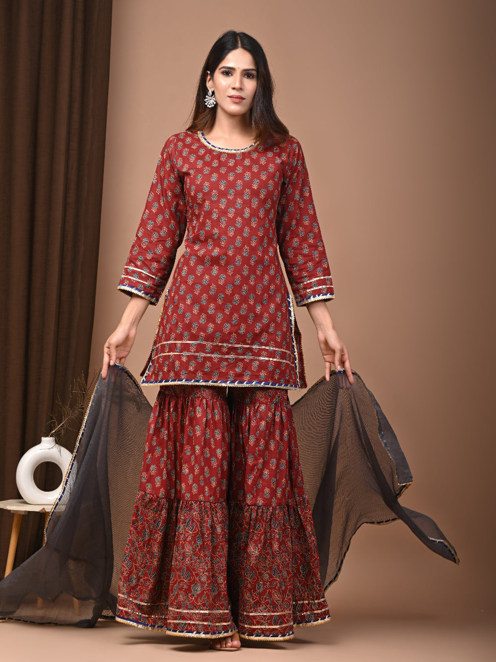 Hand Block Printed Pure Cotton Sharara set