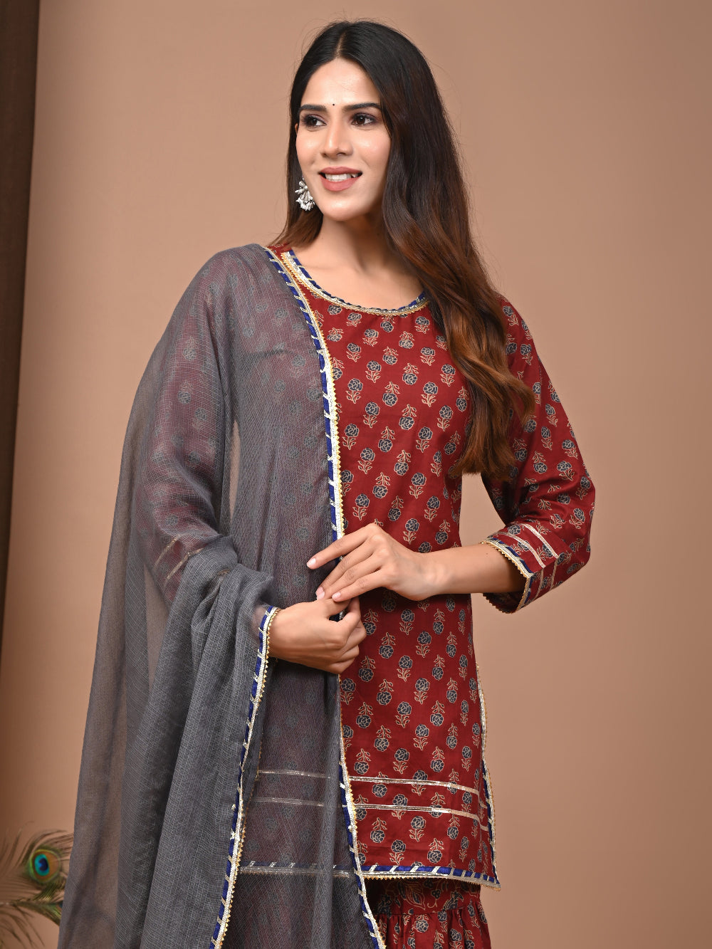 Hand Block Printed Pure Cotton Sharara set