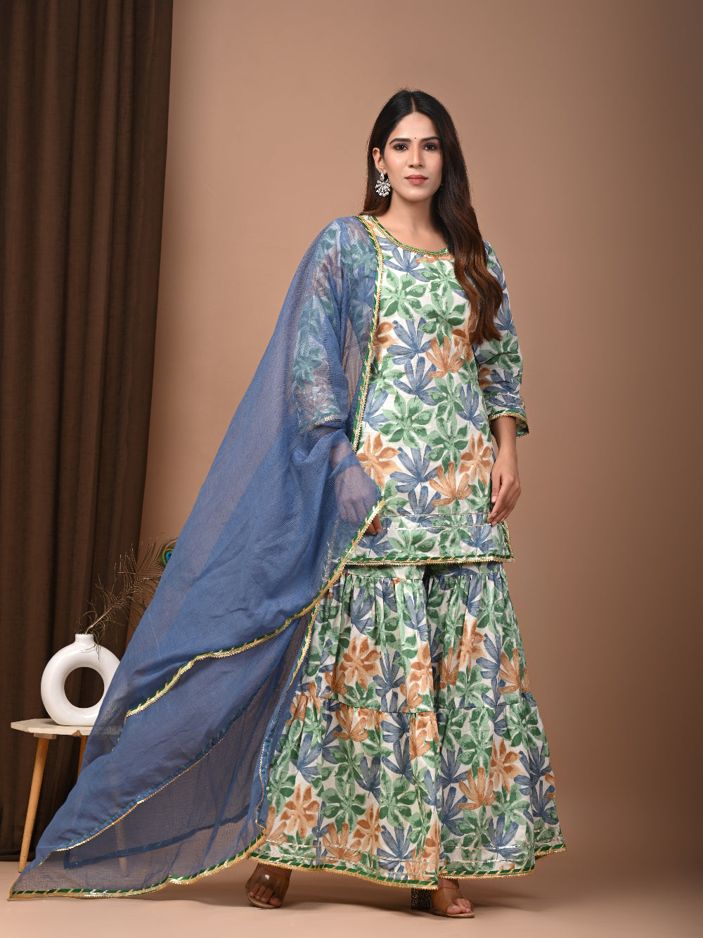 Hand Block Printed Pure Cotton Sharara set