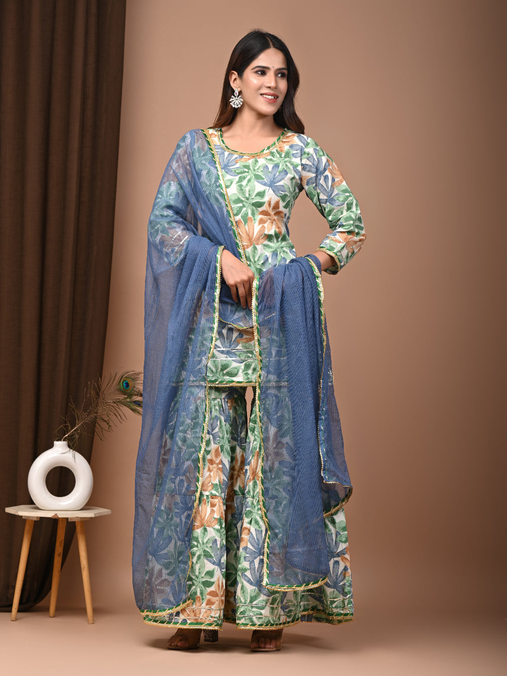 Hand Block Printed Pure Cotton Sharara set