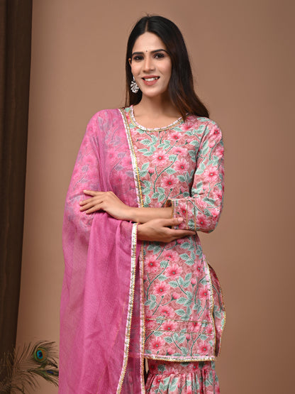 Hand Block Printed Pure Cotton Sharara set