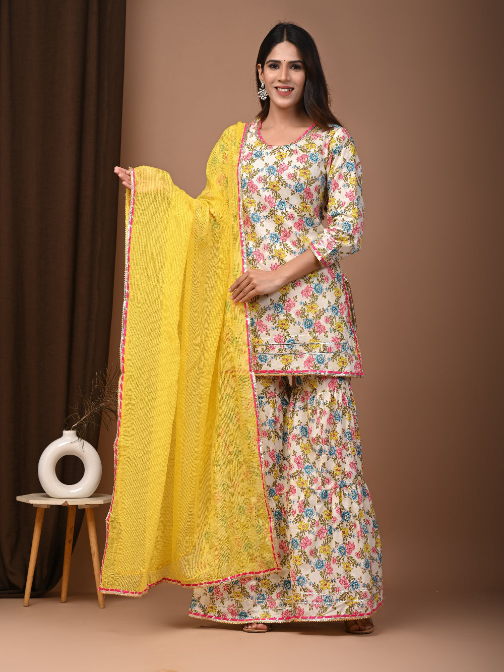 Hand Block Printed Pure Cotton Sharara set