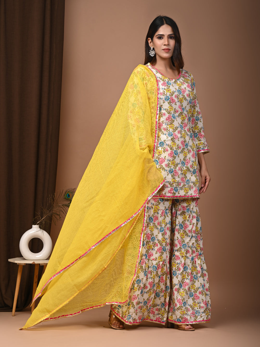 Hand Block Printed Pure Cotton Sharara set