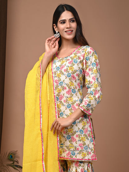 Hand Block Printed Pure Cotton Sharara set