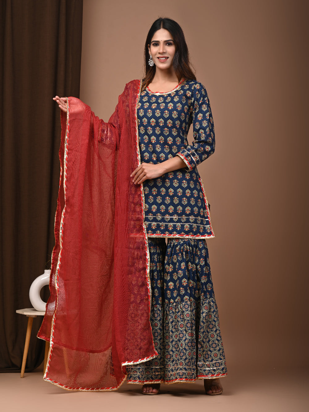Hand Block Printed Pure Cotton Sharara set