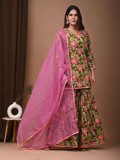 Hand Block Printed Pure Cotton Sharara set