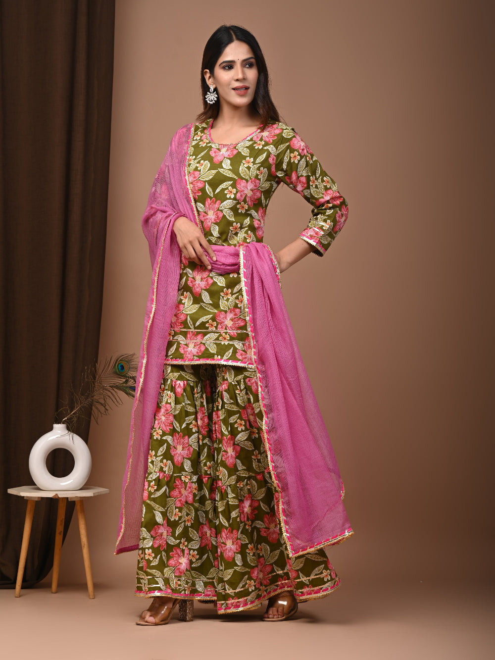 Hand Block Printed Pure Cotton Sharara set