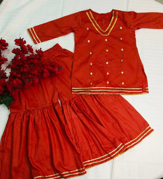 Kids Sharara Set Rust