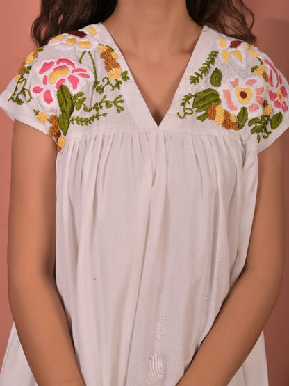 Pure cotton hand embroidery aline dress