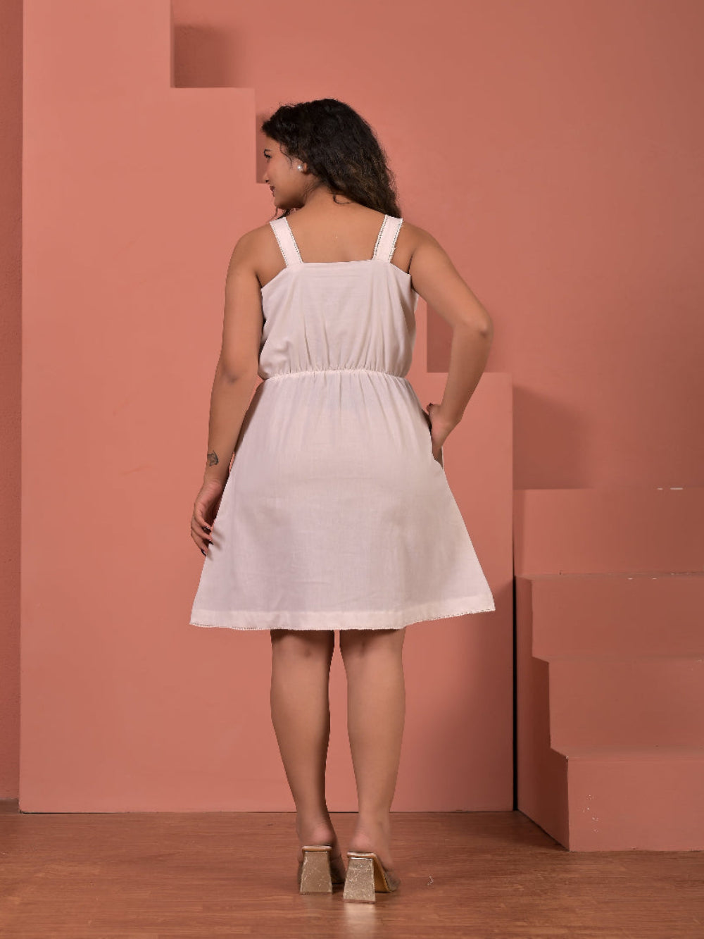 Pure cotton hand embroidery sleevless dress
