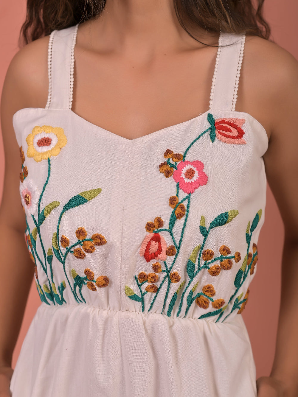 Pure cotton hand embroidery sleevless dress