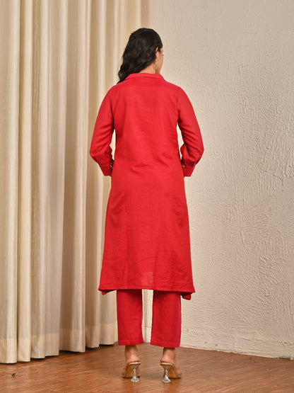 Maroon Sequence Work Mul Chanderi Kurta Set