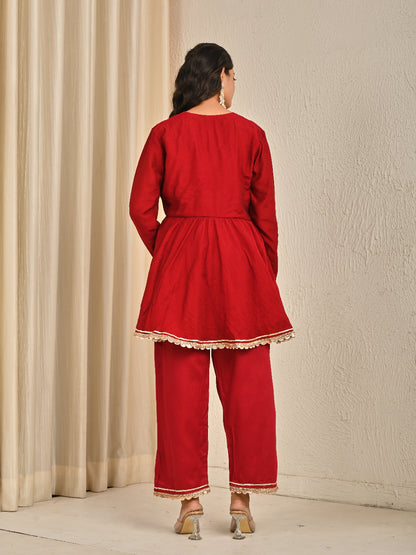 Cotton Silk Kurta Set With Organza Dupatta