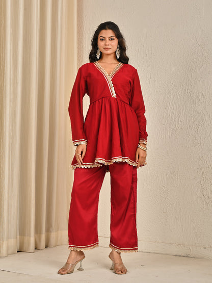 Cotton Silk Kurta Set With Organza Dupatta