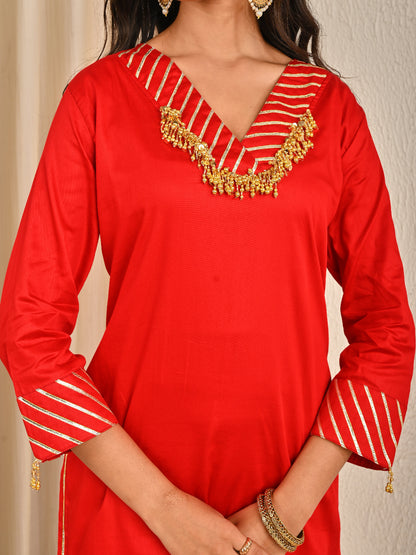 Red sharara set with organza dupatta