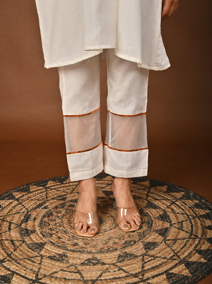 White Mul Chanderi Kurta Set