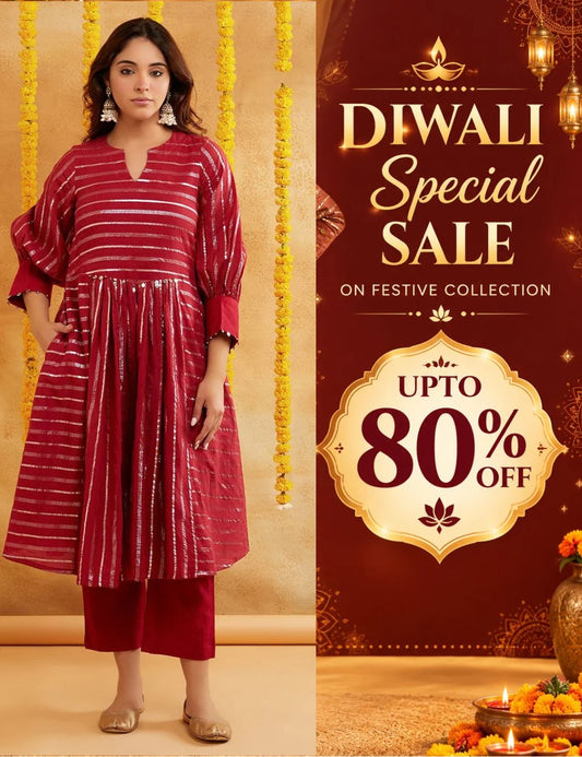 Maroon Lurex Kurta Pant Set