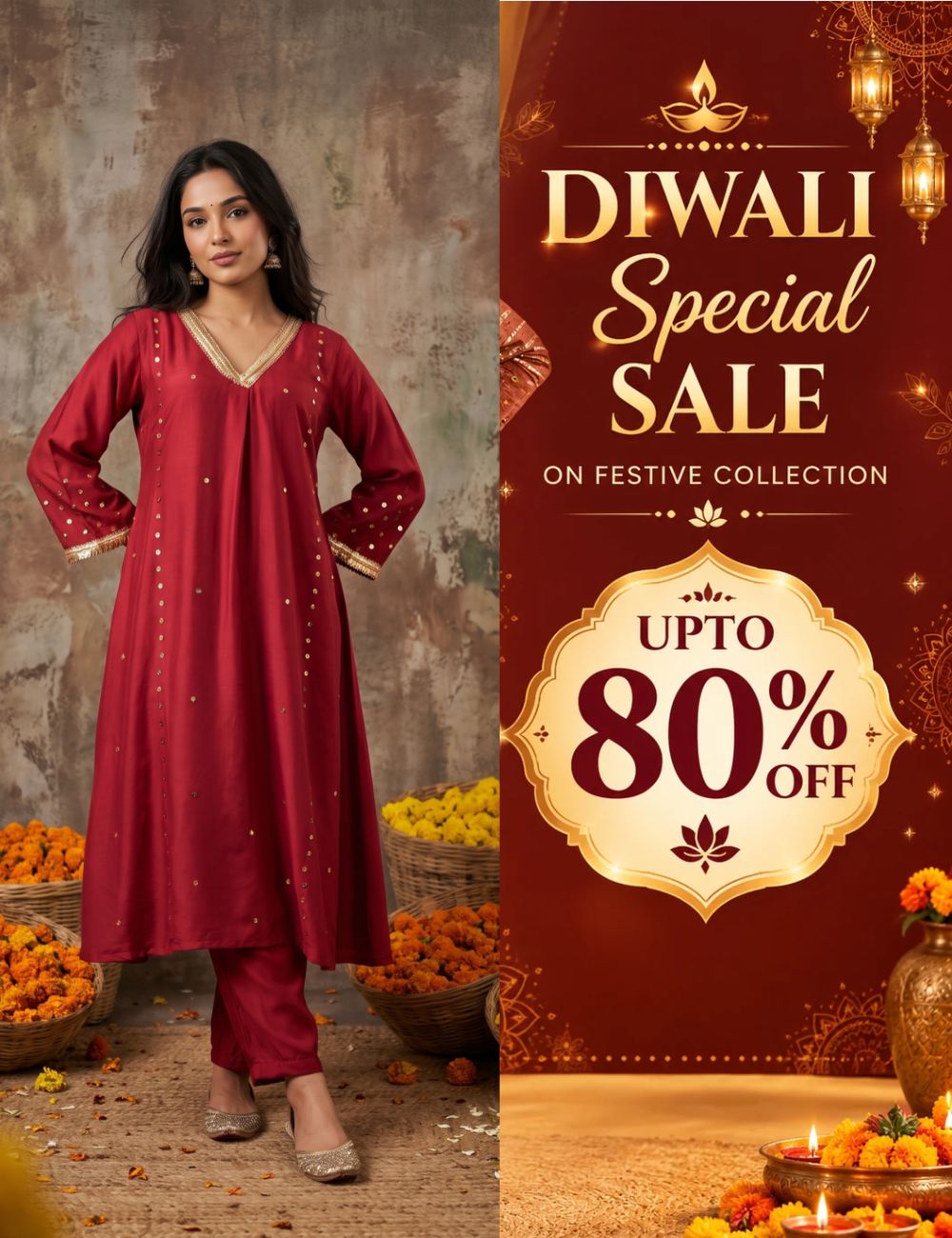 Maroon  Muslin Silk Kurta set
