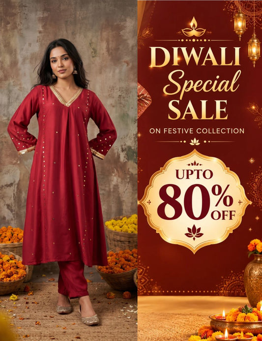 Maroon  Muslin Silk Kurta set