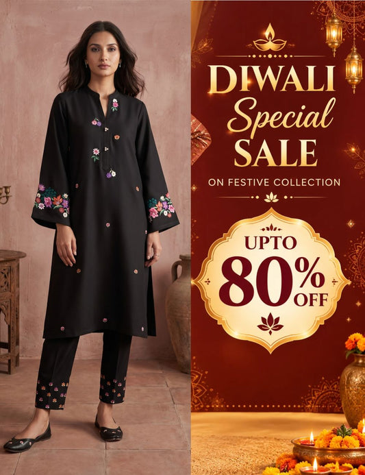 HAND EMBROIDERY COTTON LINEN KURTA SET