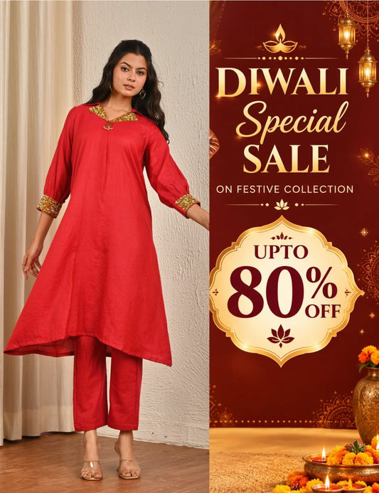 Maroon Sequence Work Mul Chanderi Kurta Set