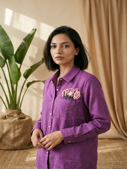 Purple coord set hand embroidery