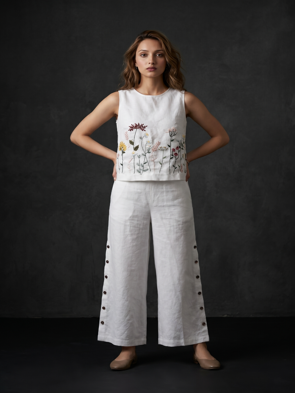 COTTON HAND EMBROIDERY COORD SET