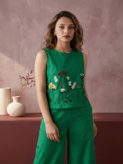 COTTON LINEN HAND EMBROIDERY COORD SET