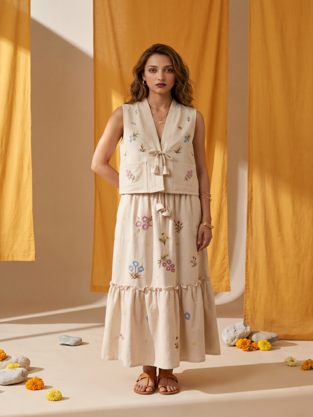 HAND EMBROIDERY TOP AND SKIRT