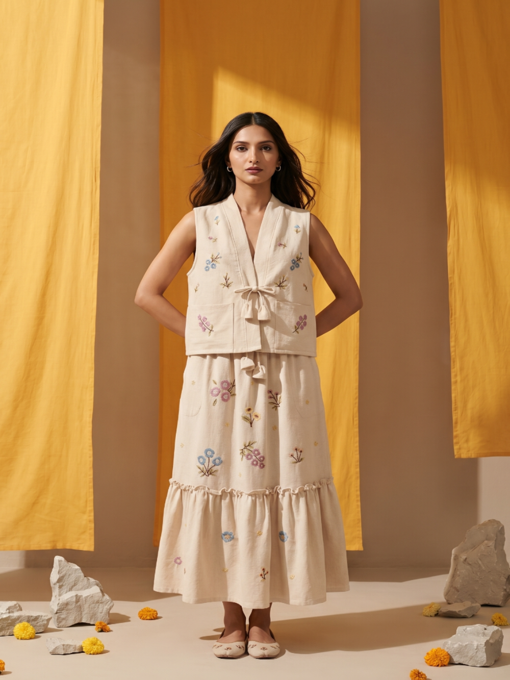 HAND EMBROIDERY TOP AND SKIRT