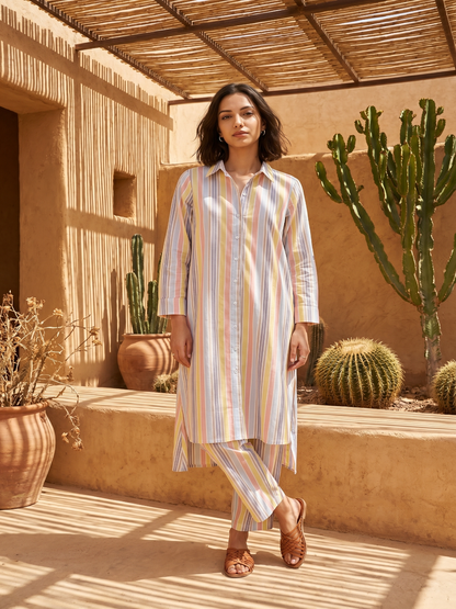 Stripes High low kurta set