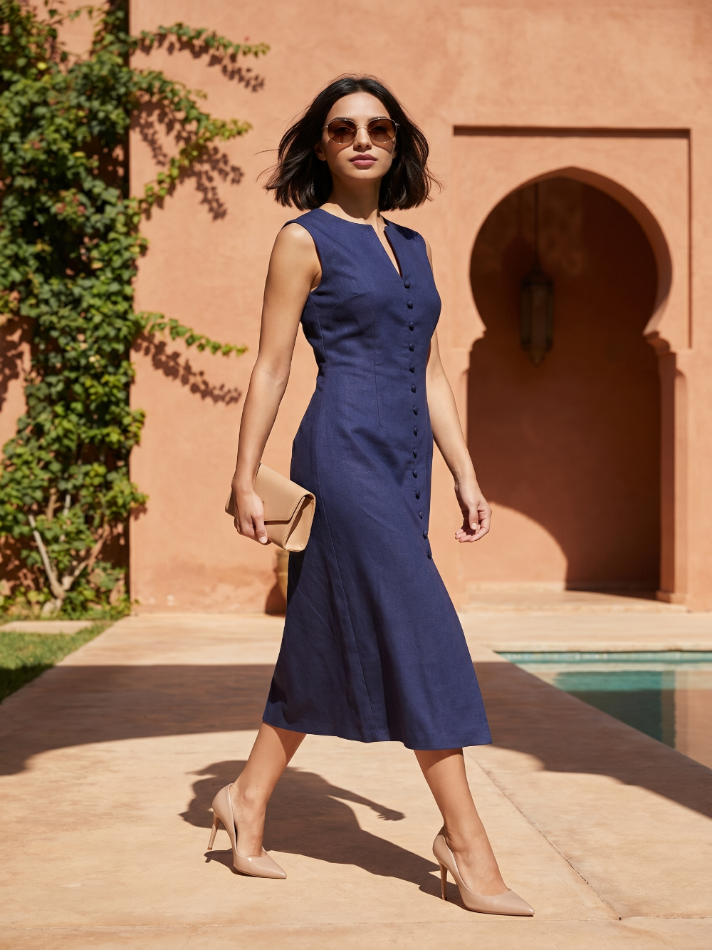 Navy Blue Sleevless Dress