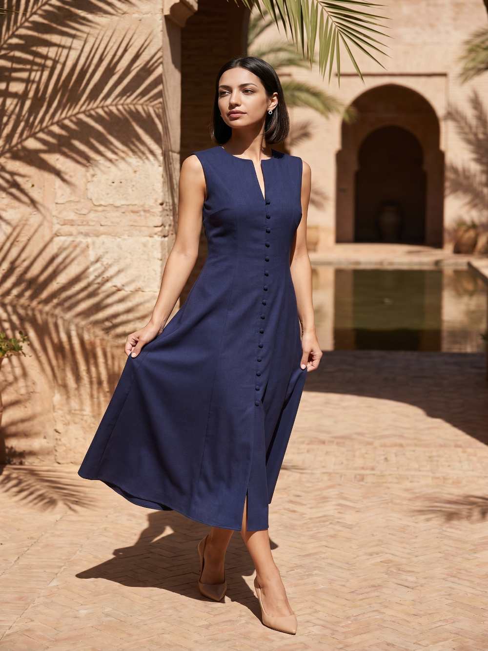 Navy Blue Sleevless Dress
