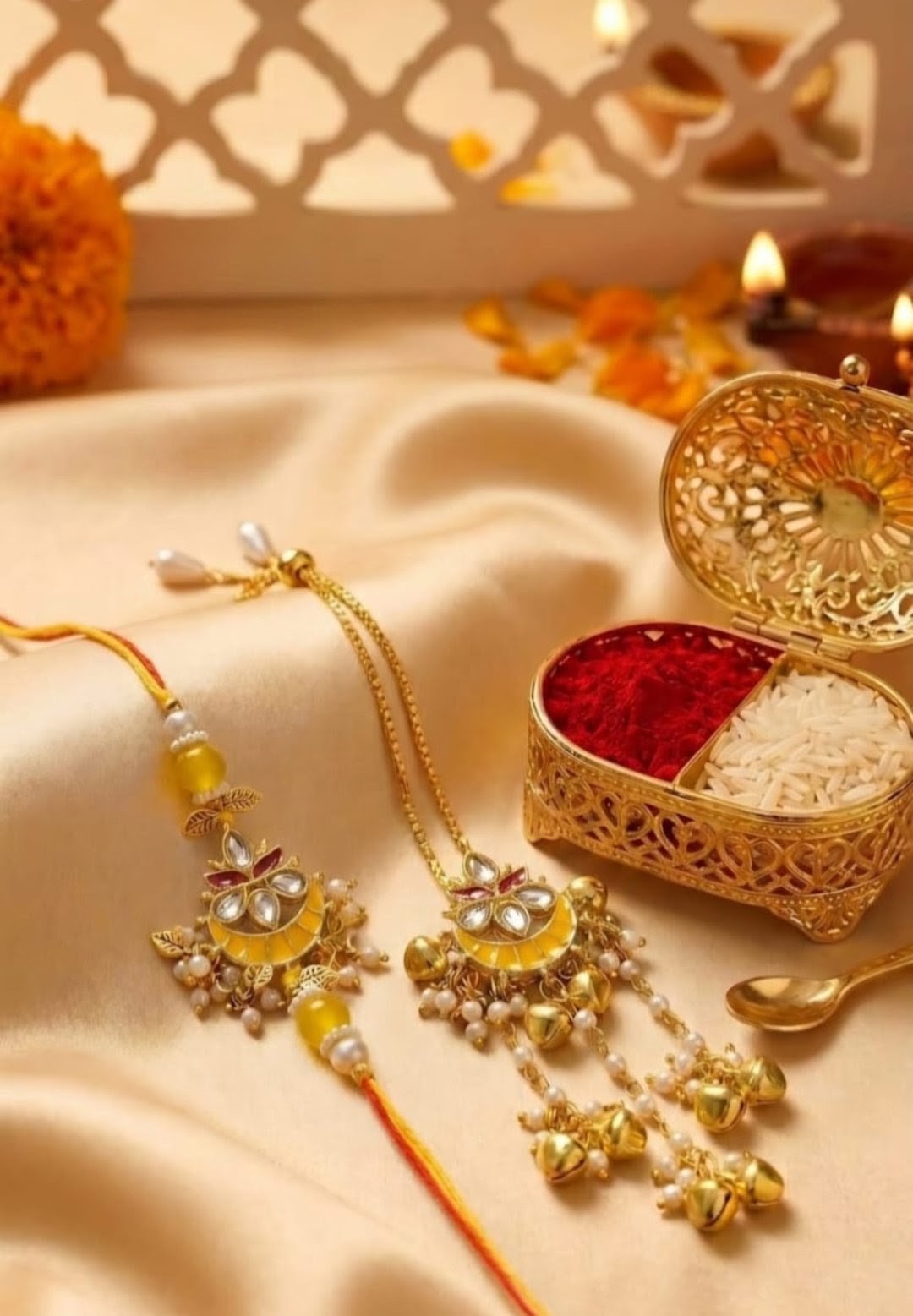 Meenakari Set of bhaiya bhabhi rakhi